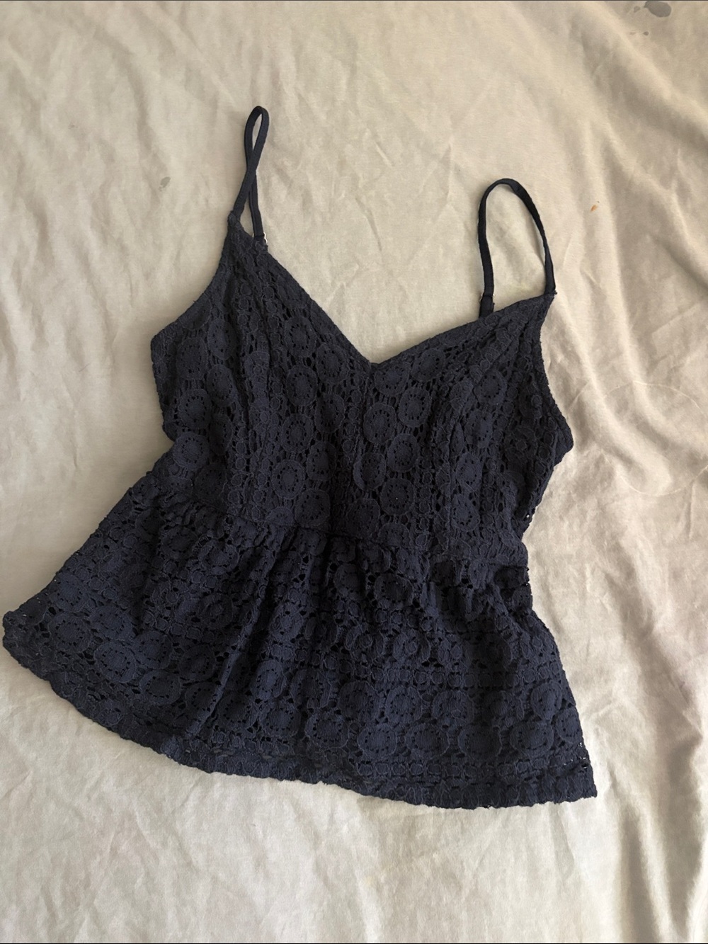 Abercrombie & Fitch Navy Lace Peplum Cami